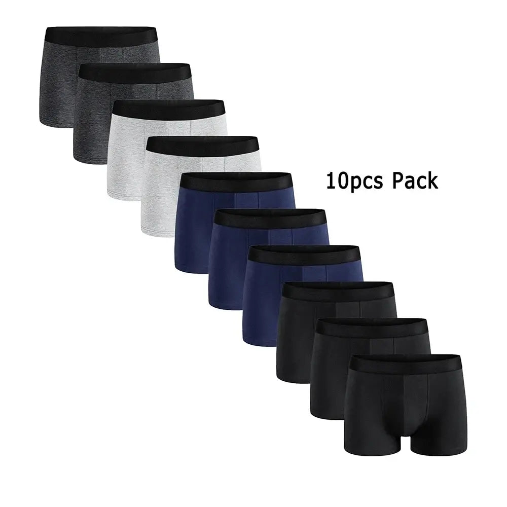 10Pcs Pack Men Panties Solid Color Underwear Male Brand Boxer And Unde